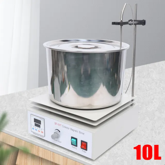 10L Digital Magnetic Stirrer Water Oil Bath Thermostat Heating Hotplate + Barrel
