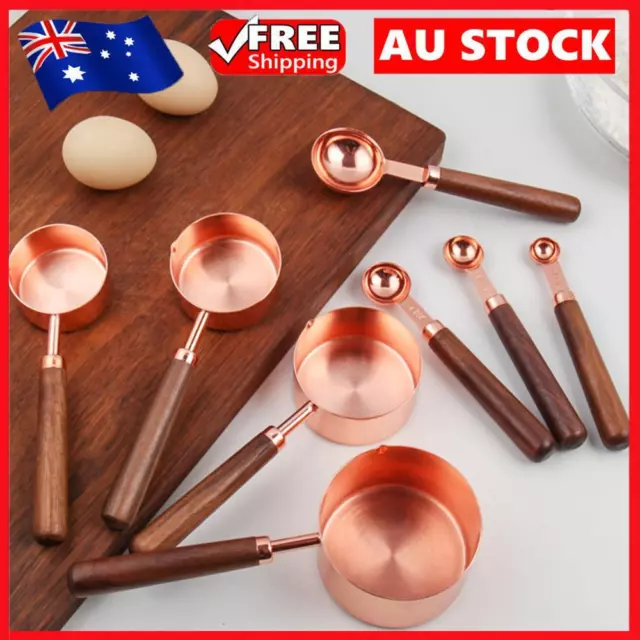 8Pcs Measure Cup and Spoon Set Gold Measuring Cup Spoon Set with