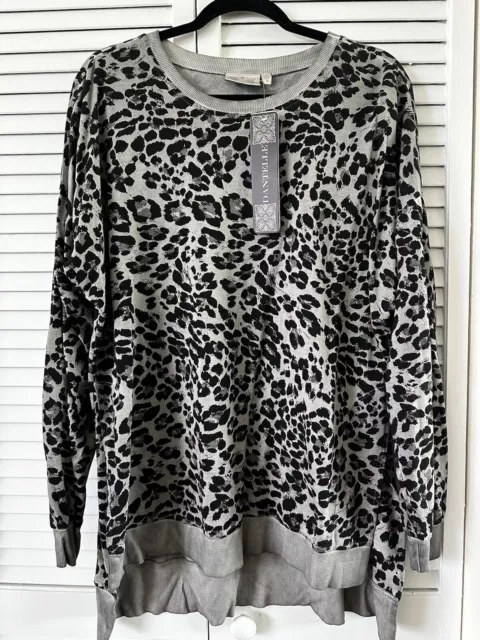 Dantelle Tunic Top Women's Plus Size 1X Long Sleeve Leopard Print NWT