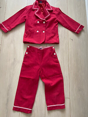 Red Jacket & Trousers Set 5 Yrs Girls Traditional Blazer Outfit Spain Summer