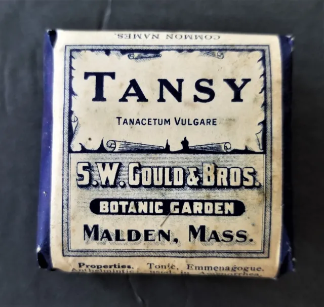 1910 antique TANSY herb QUACK MED homeopathic HYSTERIA EXPULSION WORMS malden ma