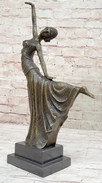 SIGNED D.H.Chiparus! 100% Real bronze statue art deco dancer bronze sculpture