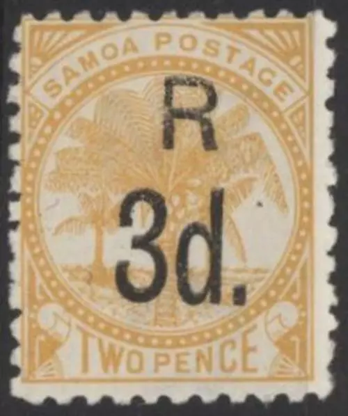 Samoa 1895 Palm Trees Surcharge 3d on 2d orange, p11, MNH