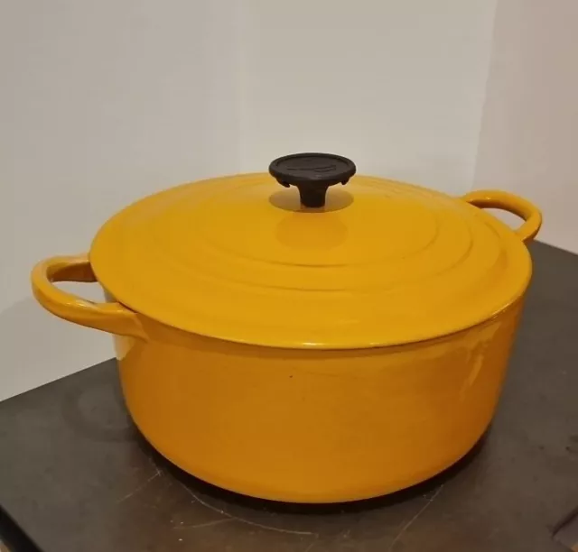 Cocotte en Fonte RONDE 23CM  LE CREUSET MODELE D - Vintage Parfait État