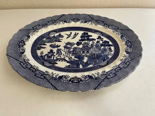 Royal Wessex England Porcelain Blue Willow Pattern Oval Tray / Platter