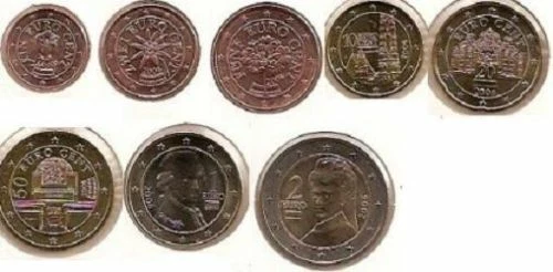 Austria 2006 set 8 euro coins 1 2 5 10 20 50 cent 1 2 euro UNC