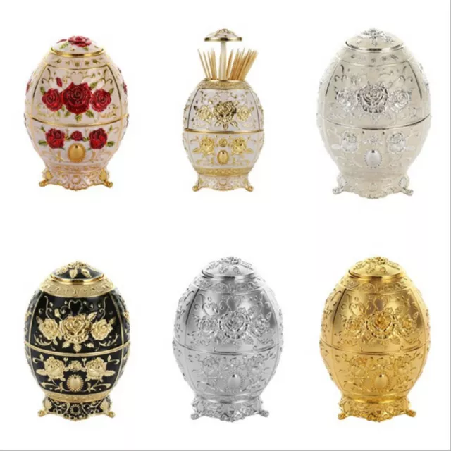 Automatic Toothpick Dispenser Box Pop Up Floral Holder Portable Metal Retro