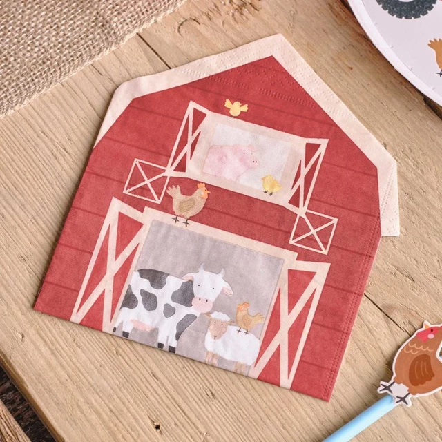 Farmyard Paper Party Napkins | Farm Animal Childrens Birthday Partyware x 16