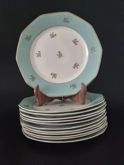 Lot de 12 assiettes anciennes dominante rouge
