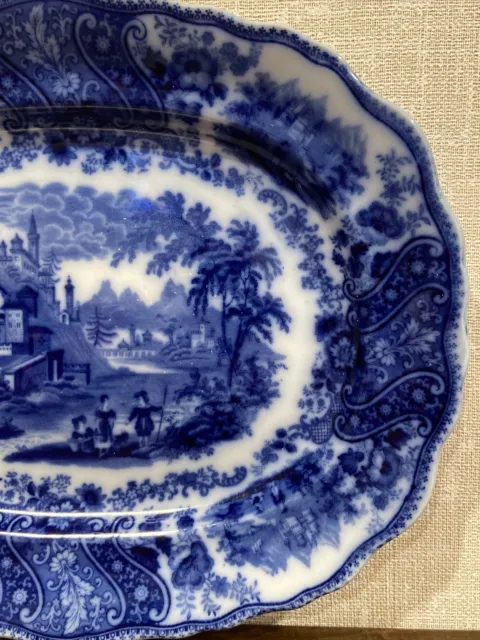 Antique Nonpareil Flow Blue Platter Burgess & Leigh Transfer Middleport Pottery 2