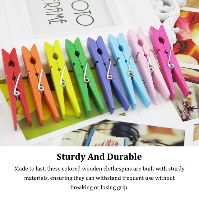 50pack/lot Multicolored Coloured Wooden Photo Clips Add Color To Life