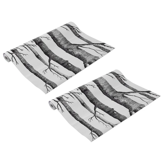 2X Papel pintado abedul blanco y negro para dormitorio diseño moderno salón-TP4B6