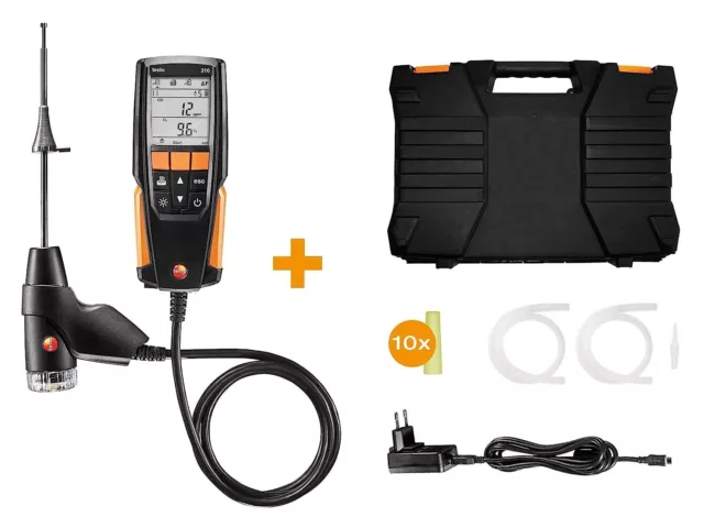 testo 310 I Residential Combustion Analyzer Kit I Flue Gas Detector Set for Heat