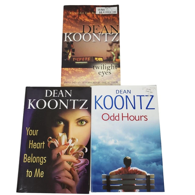 Lot of 3 Dean Koontz, 2 HB, Twilight Eyes, Your Heart Belongs to Me, Odd Hours,
