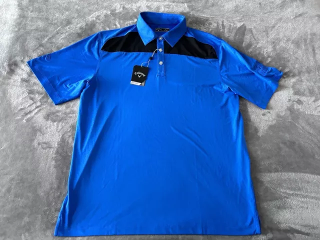 Callaway Polo Shirt Mens Size Medium Golf Performance Short Sleeve Blue NWT