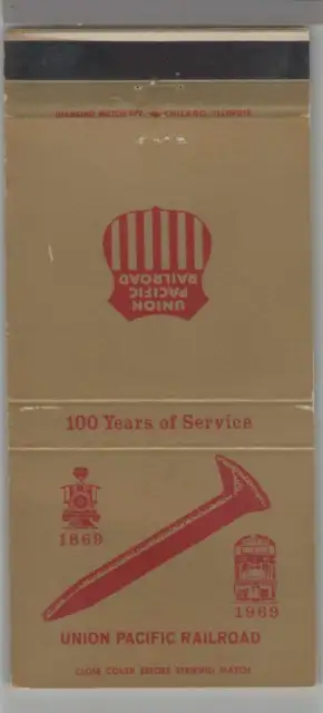 Matchbook Cover - Railroad - Union Pacific Railroad 100 Years Of Service