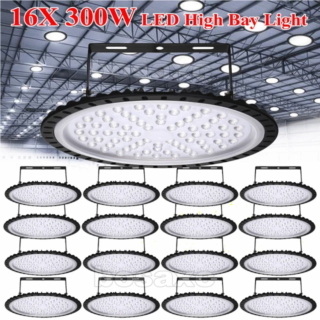 16Pack 300W 300 Watt UFO LED High Bay Light Commercial Bay Lighting Garage Lamp
