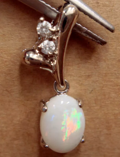 Women Natural Solid Crystal Opal Pendant With 925 Solid Silver