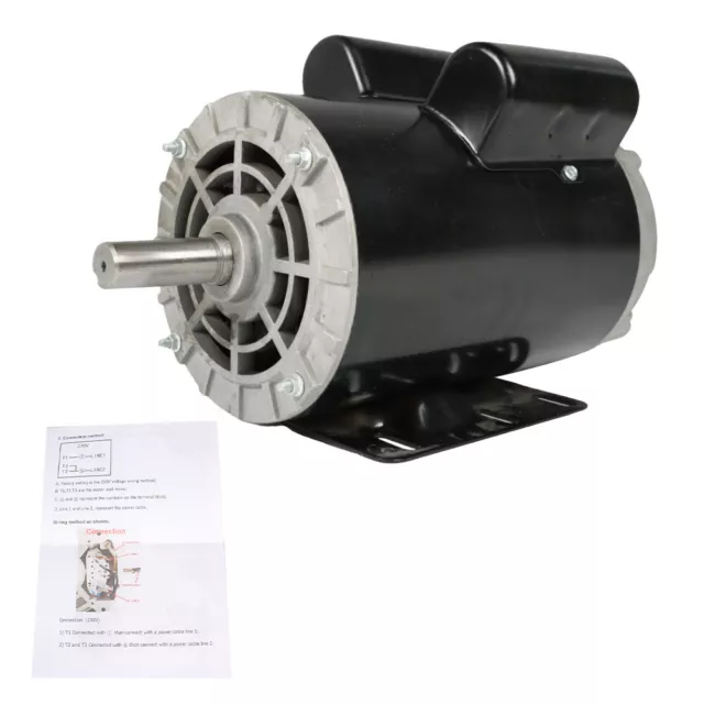 LABLT Electric Motor 7/8''Shaft 5HP Compressor Duty 230V 1Phase 3450RPM 56HZ ODP