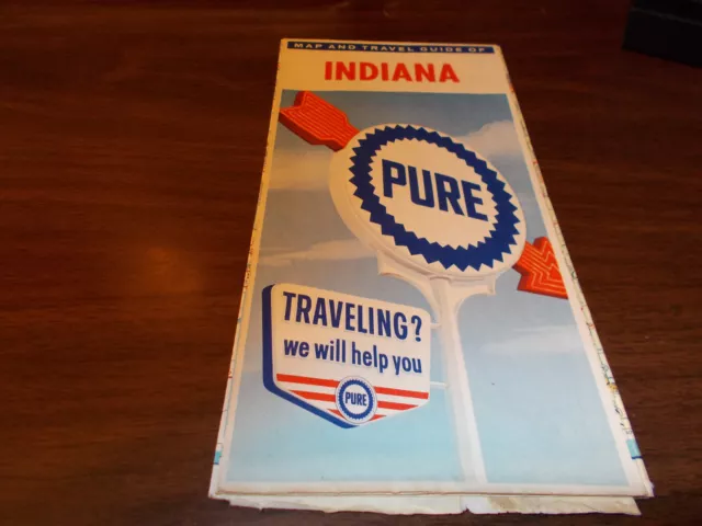 1963 Pure Oil Indiana  Vintage Road Map