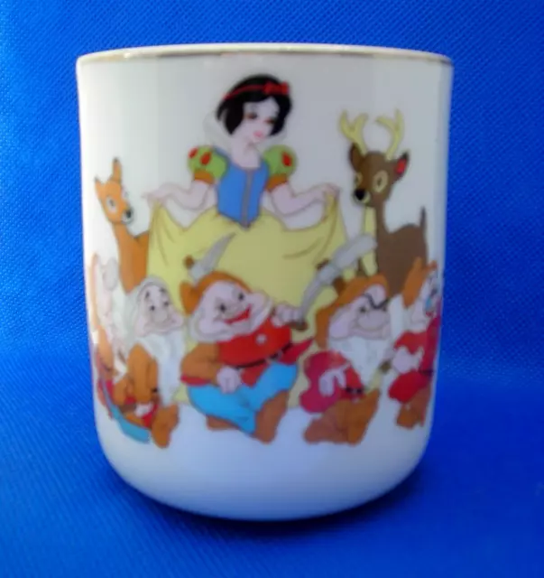 VTG Walt Disney Snow White Seven Dwarfs Coffee Cup Mug Gold Rim Japan 10oz