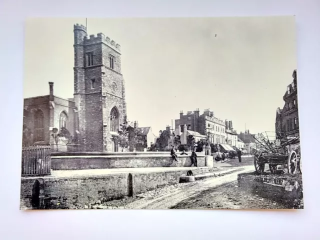 Wandsworth London B&W Reproduction Postcard 1890 St Marys Church Putney High St