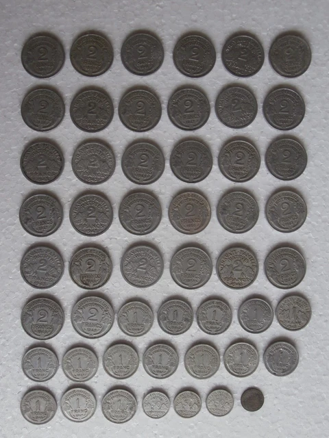 Lot 32 Pieces Alu Anciennes France / 2 F + 1 F + 50 Cts + 20 Cts De 1850