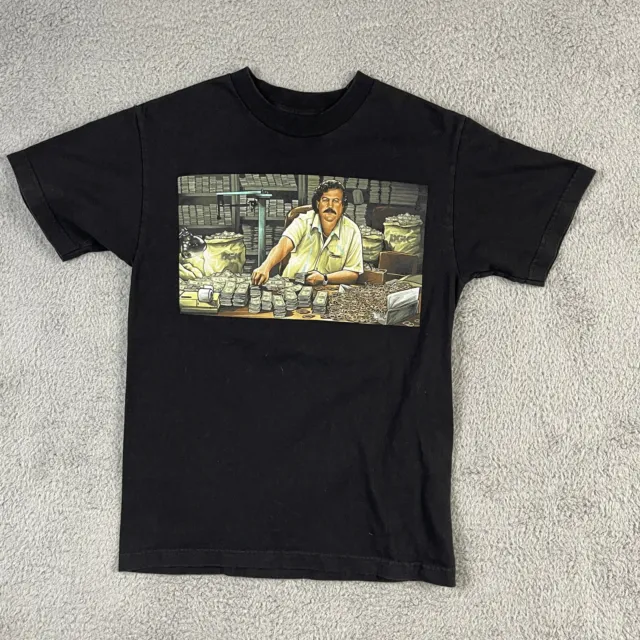 DGK Shirt Adult Small Black Pablo Escobar Cash Casual Short Sleeve Mens
