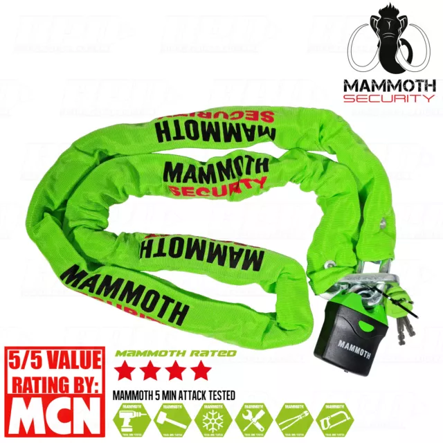 Mammoth Security Motorcycle Heavy Duty 1.8m Chain & Padlock Security Bike Lock