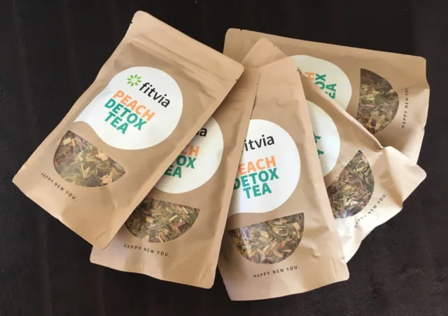 ~~ 5 x tè Fitvia Detox ~~ pesca ~~ 5 x 100 g ~~ perdita di peso, dieta ~~