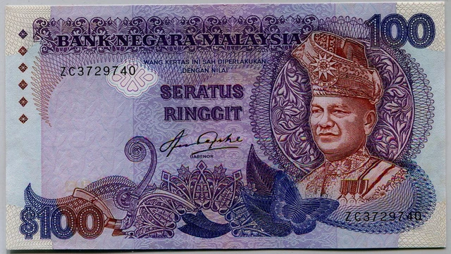 Malaysia $100 Ringgits.Banknote. Bank-Niegara Sign. A.A.Taha 1983-84 #p 24 AUNC