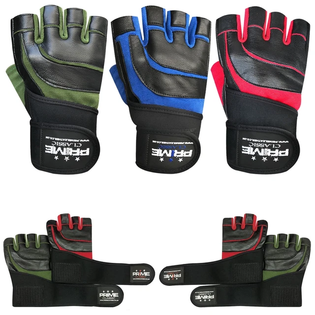 Exercise gym fitness training weight lifting leather padded wrist strap gloves