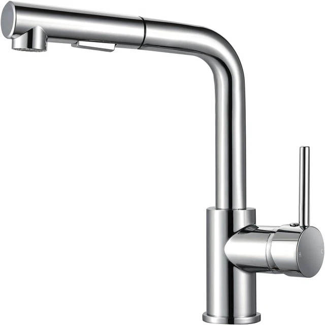 Kitchen Taps with Pull Out Spray Chrome Single Lever Pull Down Kitchen Mixer Tap
