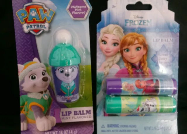 2 Piece Set Disney Frozen & Nickelodeon Paw Patrol Lip Balm