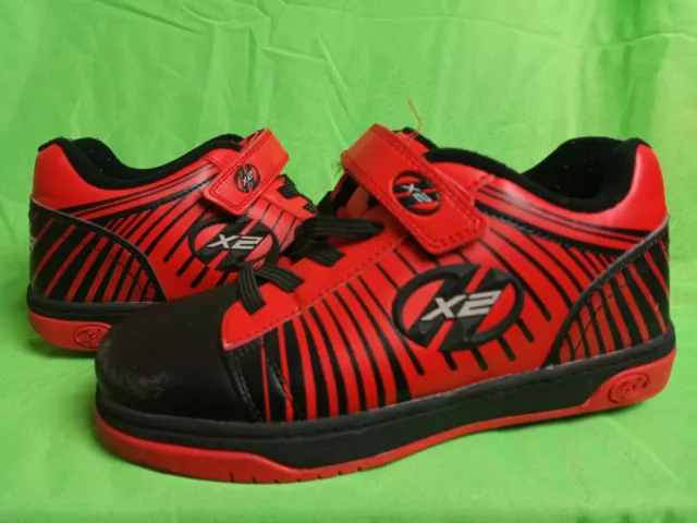 Heelys SIZE YTH 4 X2 Red Black Shoes With Wheels skate skating trainers