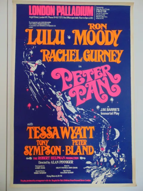 Peter Pan - London Palladium theatre poster (Ron Moody, Lulu, Tessa Wyatt 1976)