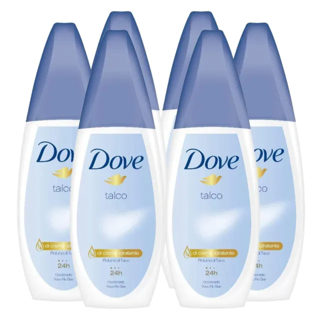 6x Dove Deodorante 24h Vapo No Gas al Profumo di Talco - 6 Deodoranti Spray da 7