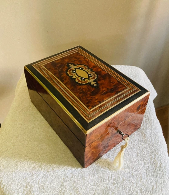 Coffret à Bijoux Vintage ZIMBERG Avec Loupe - Alliage Cuivreux, Époque Napoléon III