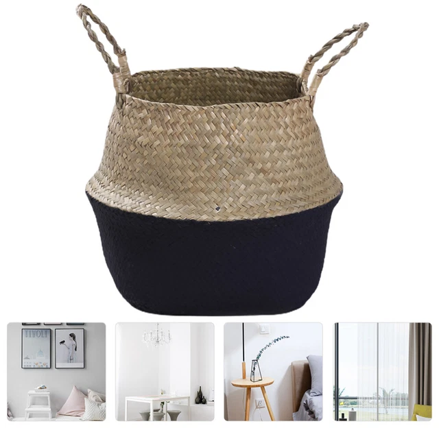 Panier En Jonc De Mer Et Coton - Grand Modèle Ø32 Cm - Pour Plantes Ou Rangement - Design Naturel Et écologique