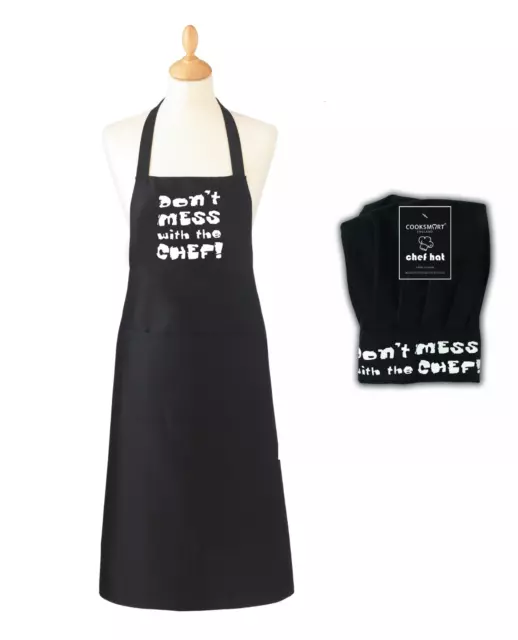 Mens Cotton Apron Hat Set Cooking Chef Kitchen Novelty BBQ Funny Bake Ware Gift