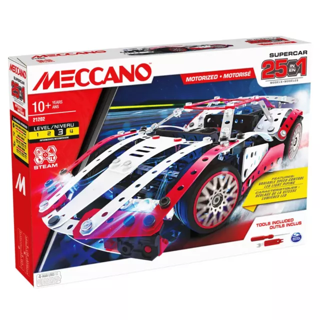 Meccano by Erector 5 in 1 Roadster Pull Back Car Building Kit, STEM  Engineering Education Toy for Ages 8 and up