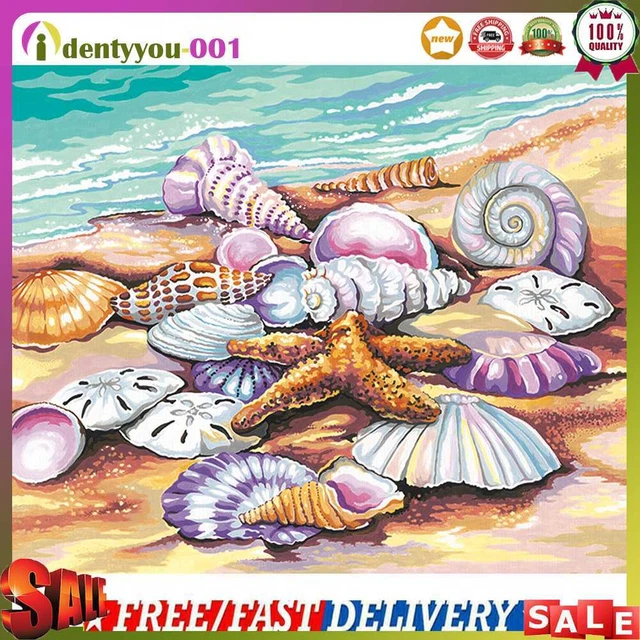 Kits de pintura al óleo de cáscaras de mar por números hágalo usted mismo lona imagen de pared artesanal decoración del hogar