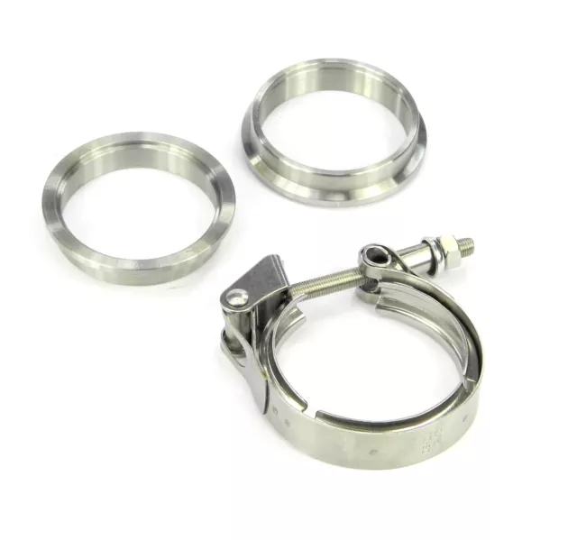 Stainless Steel V-Band Clamp Set +2X Weld-On - 3 Inch 2.99in Vband Exhaust