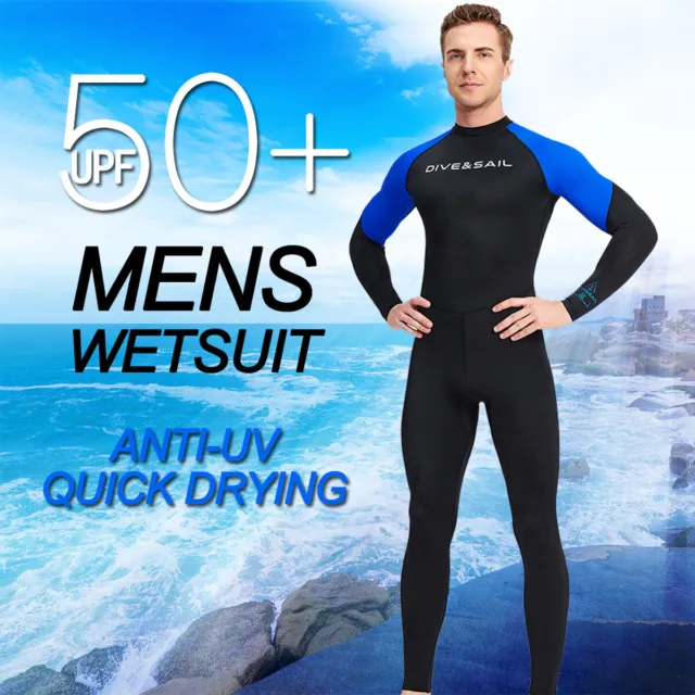 Mens Full Suit Swimwear Long Sleeves Stretch Wetsuit Diving Snorkeling Surfing