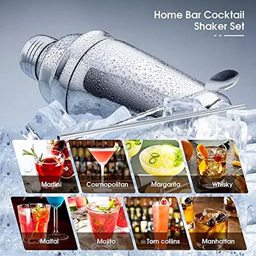 22Pcs Bar Martini Cocktail Shaker Set Mixer Maker Bar Strainer Bartender Kits 2