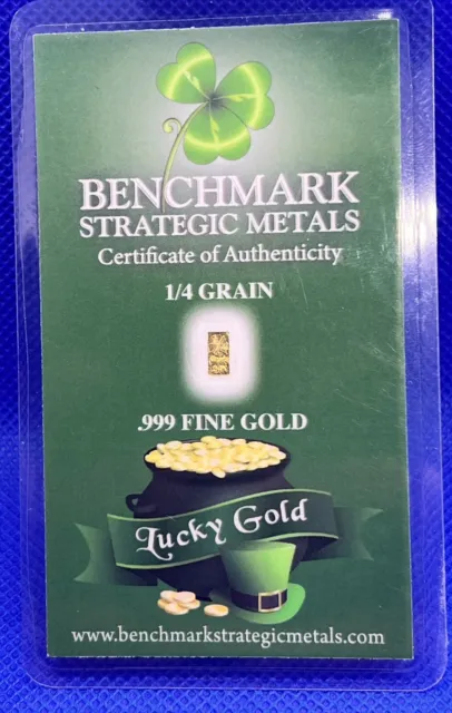 Lot 6 X 1/4 Grain .999 Fine 24K Gold Bullion Bars "Pot O Gold" - In Coa Card
