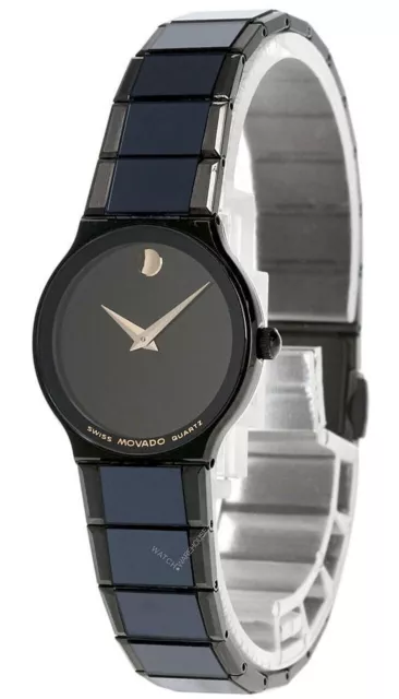 MOVADO Museum 22MM Quartz Black Dial Ceramic Women's Watch 84-C6-881.2A