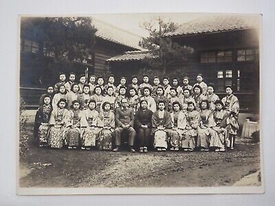 Antique photograph 1930-40s Japanese school ladies - Ey2288