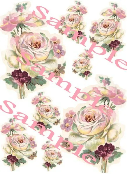 Shabby Roses Victorian Cream Waterslide Decals