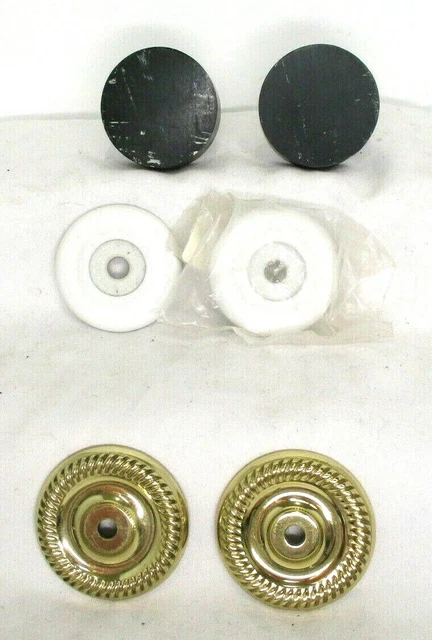 Mixed Lot of 6 Vintage Round Drawer Cabinet Knobs Pulls Ceramic Lucite? Brass